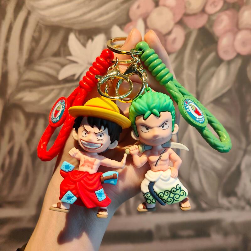 Product Introduction of 1 Pc Cartoon Anime One Piece Braided Rope Luffy Zoro Doll Student Backpack Pendant Car Keychain Children's Toy Party Birthday Gift 0