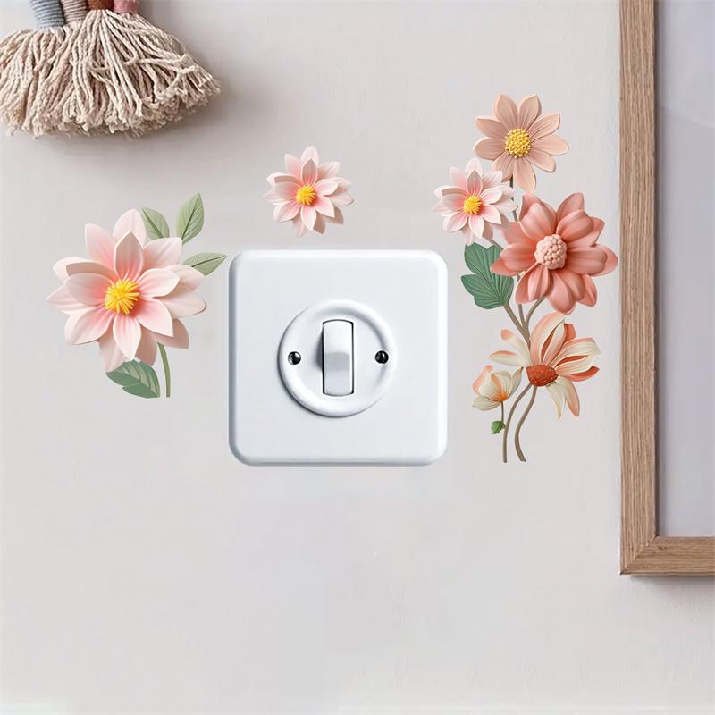 Product Introduction of Flowers Switch Stickers PVC Self-adhesive Removable Waterproof Sticker for Bedroom Bathroom Living Room Home Decoration Decals 27