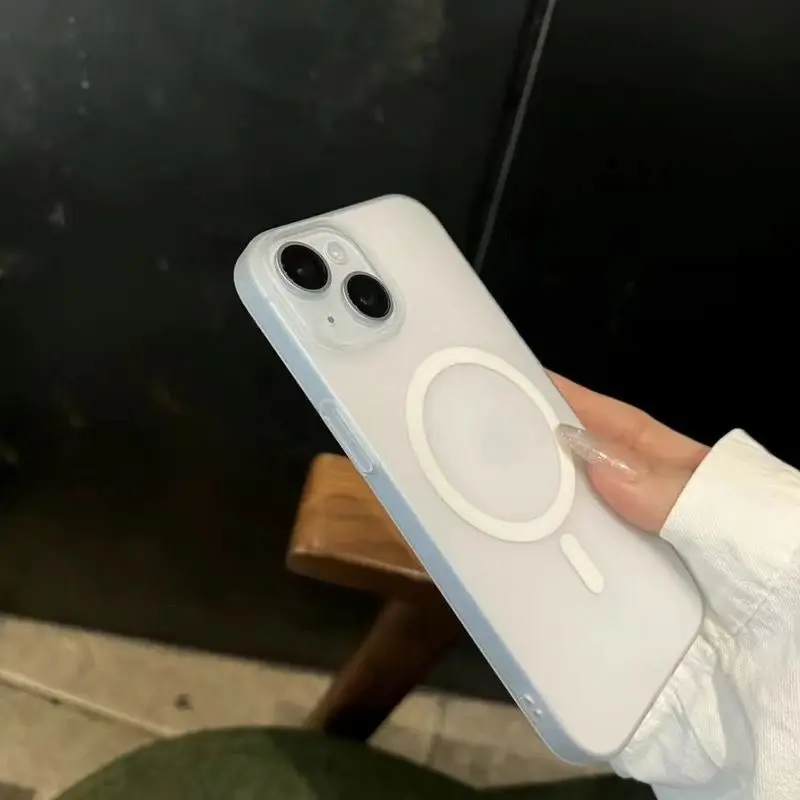 Explosive Glacier Blue Magnetic Suction Apple 13 Mobile Phone Case iPhone15promax Transparent 14 Hard 12 Women 11 Slim Plus Premium 12 Protective Case