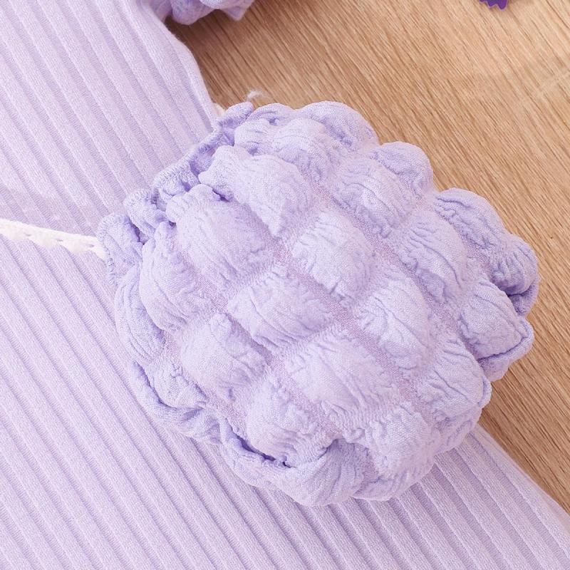 UniqKids 3-8Y girls summer bubble short-sleeved dress round neck solid color round neck fashion casual skirt 7