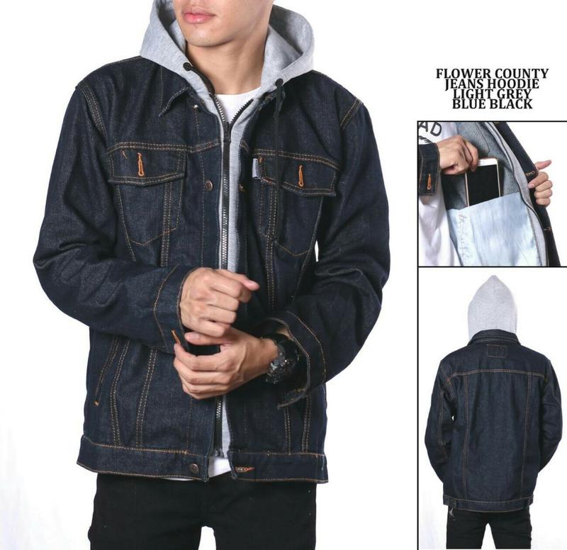 Jaket Ariel Denim / Jaket Jeans Ariel Double Resleting / Jacket Jeans Denim / Jaket Jeans Hoodie Pria / Jaket Jeans Polos High Fleece Kancing Lembut Nyaman 1