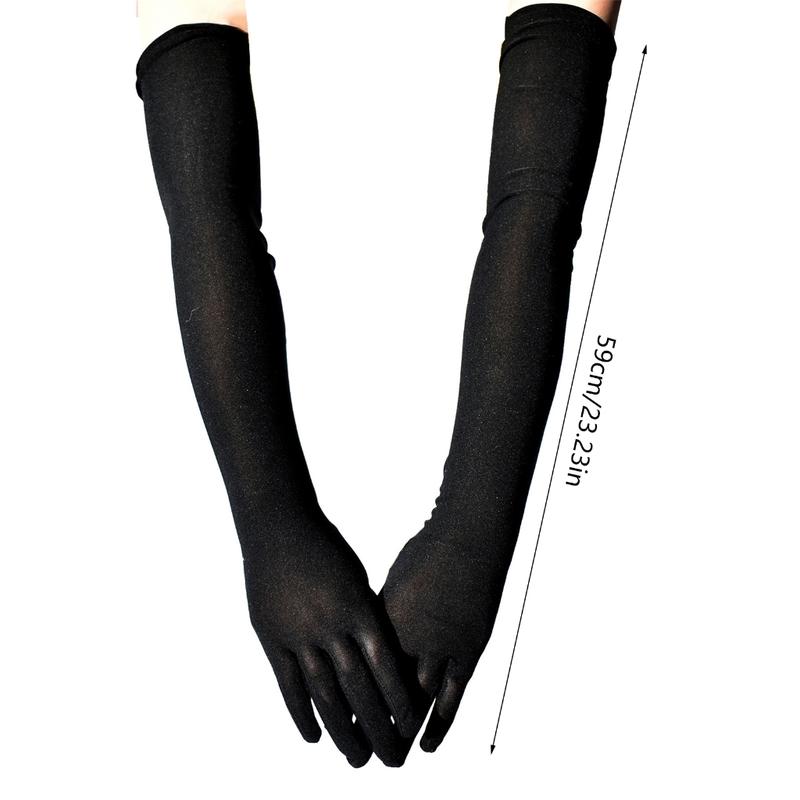 Product Introduction of 1920s Long Gloves Breathable Christmas Mardi Gras Dress Women Gloves Solid Color Elastic Wedding Party Bride Gloves 0