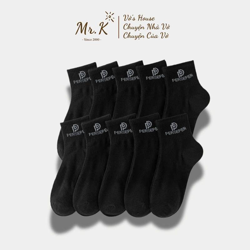   Combo 10 Đôi  Tất Nam Basic Tất đen cho nam Tất Vớ cotton polyester cổ điển ấm áp - Size 37-43 - Sọc Menswear 