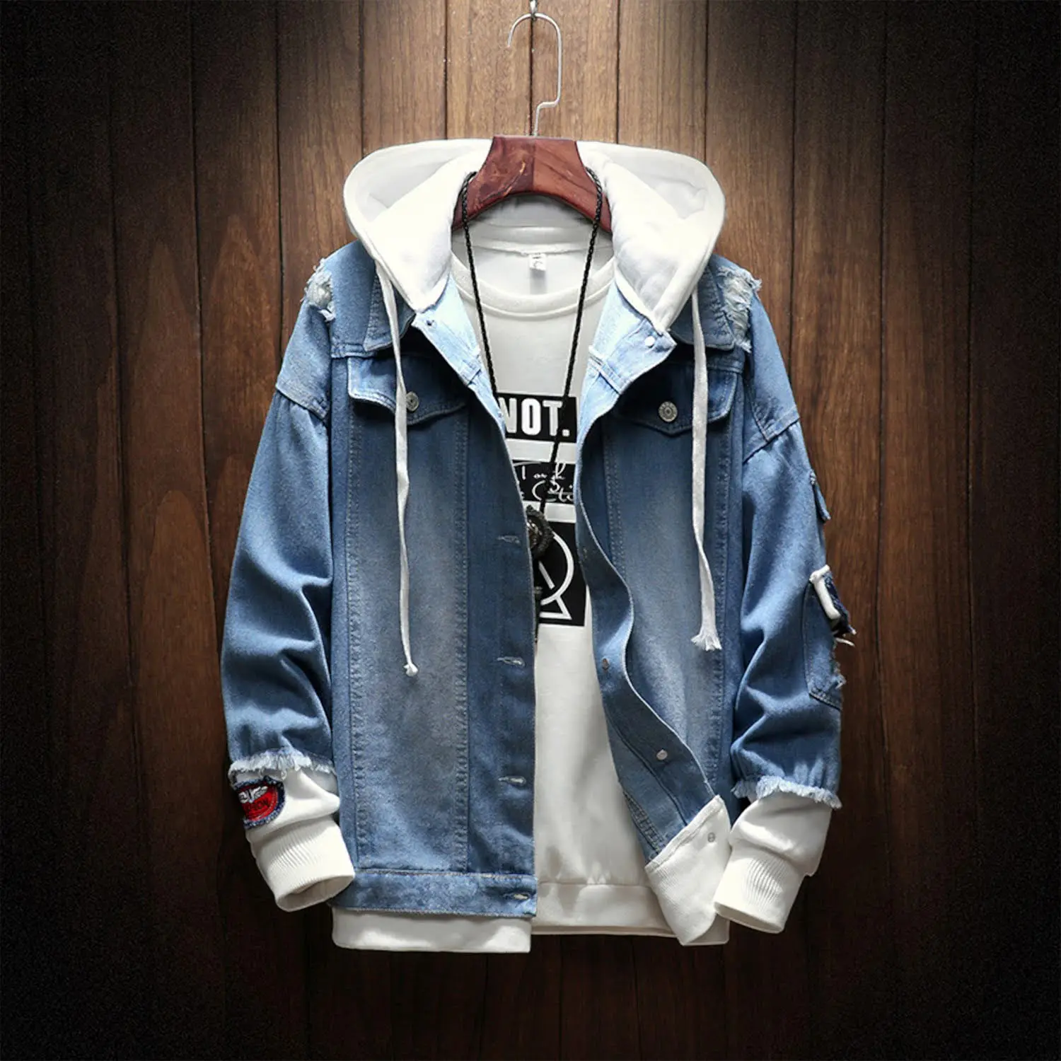 Jaket Jeans Denim Hoodie Lotto