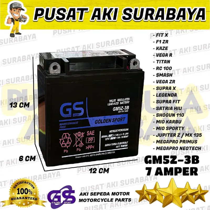 GARANSI AKI BARU GOLDEN SPORT GM5Z SEPEDA MOTOR MIO KARBU MIO SPORTY JUPITER BURHAN MX OLD MTX5AL YB5LB YT7C GT6A 1