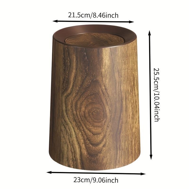 Product Introduction of Wood Grain Design Trash Can, 1 Count Modern Silent Trash Can, Household Waste Bin with Lid, Trash Bin for Home, Office and Hotel 1