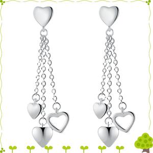 ต่างหูพู่ แบบแขวน ยาว รูปหัวใจสามชิ้น ชุบเงิน 925 ต่างหูสตั๊ด ต่างหูสตั๊ดเงินแท้ใหม่ เหมาะสำหรับเป็นของขวัญสำหรับเด็กผู้หญิง