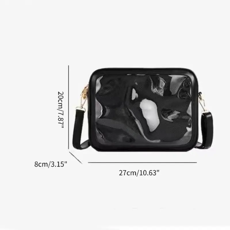 Túi dây kéo đa chức năng Màu đồng nhất Itabag Túi búp bê bông PU Túi trong suốt Túi đựng vật dụng nhỏ Túi đeo vai Nam 3