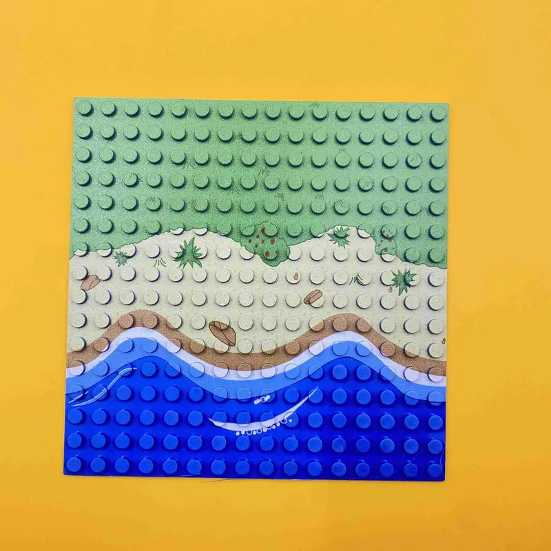 Island Scene Straight Road Bend River Building Blocks, MOC Small Particle Building Blocks, Children's Assembly Toys, Small Particle Panel 3