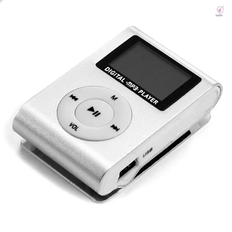 เครื่องเล่นเพลง MP3 แบบพกพาขนาดเล็กเครื่องเล่น MP3 แบบคลิปออนโลหะพร้อมหน้าจอ จอแอลซีดี รองรับการ์ด ไม่ แอปพลิเคชั่นกว้างสีเงิน ขายร้อน