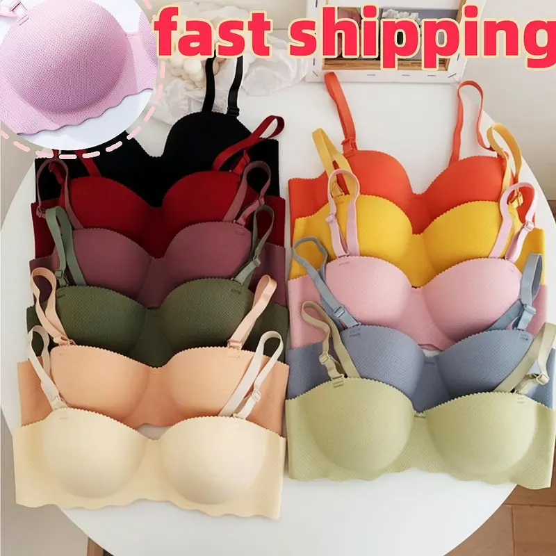 Áo Ngực Nữ, Liền Mạch, Đẩy Lên, Cúp Cố Định, Thoải Mái, Sọc, Làm Bằng Bông, Không Dây, Ngoại Cỡ, Áo Ngực, Bralette, Thiết Kế Đơn Giản, Thích Hợp Cho Bé Gái, Đồ Lót 0