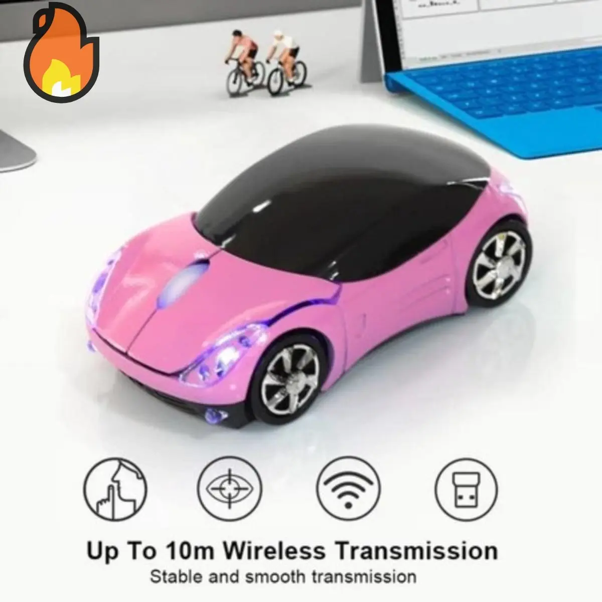 Ferrari Style Wireless Car Mouse – 2.4G & Bluetooth Dual Mode, Silent ...
