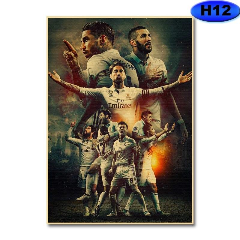 Product Introduction of โปสเตอร์และภาพพิมพ์ลายนูนฟุตบอลสไตล์วินเทจ มี Messi และ Ronaldo เหมาะสำหรับตกแต่งห้องนักฟุตบอล สติ๊กเกอร์ติดผนัง 42x30cm 13