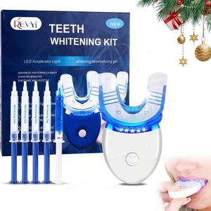 Kit abrillantador de dientes LED, 1 caja de máquina abrillantadora de dientes y 5 recuentos de gel abrillantador de dientes, producto de cuidado bucal para hombres y mujeres