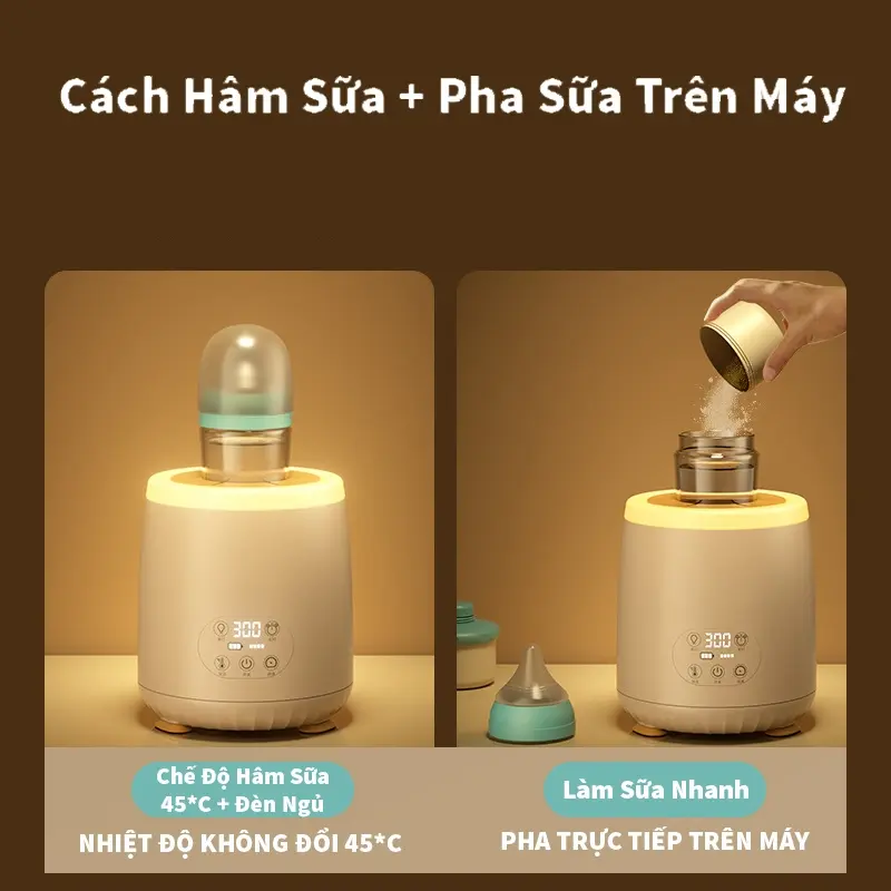 Máy Hâm Sữa Đa Năng Cho Bé-Máy Lắc Sữa Bột Tự Động Chống Vón Cục,Có Chế Độ Hâm Sữa 45°C Tích Hợp Đèn Ngủ Tiện Lợi 6