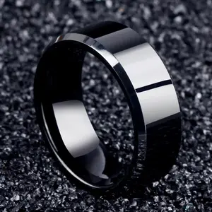 Cincin Titanium 316L Kotak Hitam Silver Gold Anti Karat Anti Luntur G11