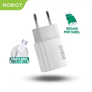 ROBOT Charger RT-L1 Single Port Quick Charging Original Micro USB Type C Lightning - Garansi 1 Tahun