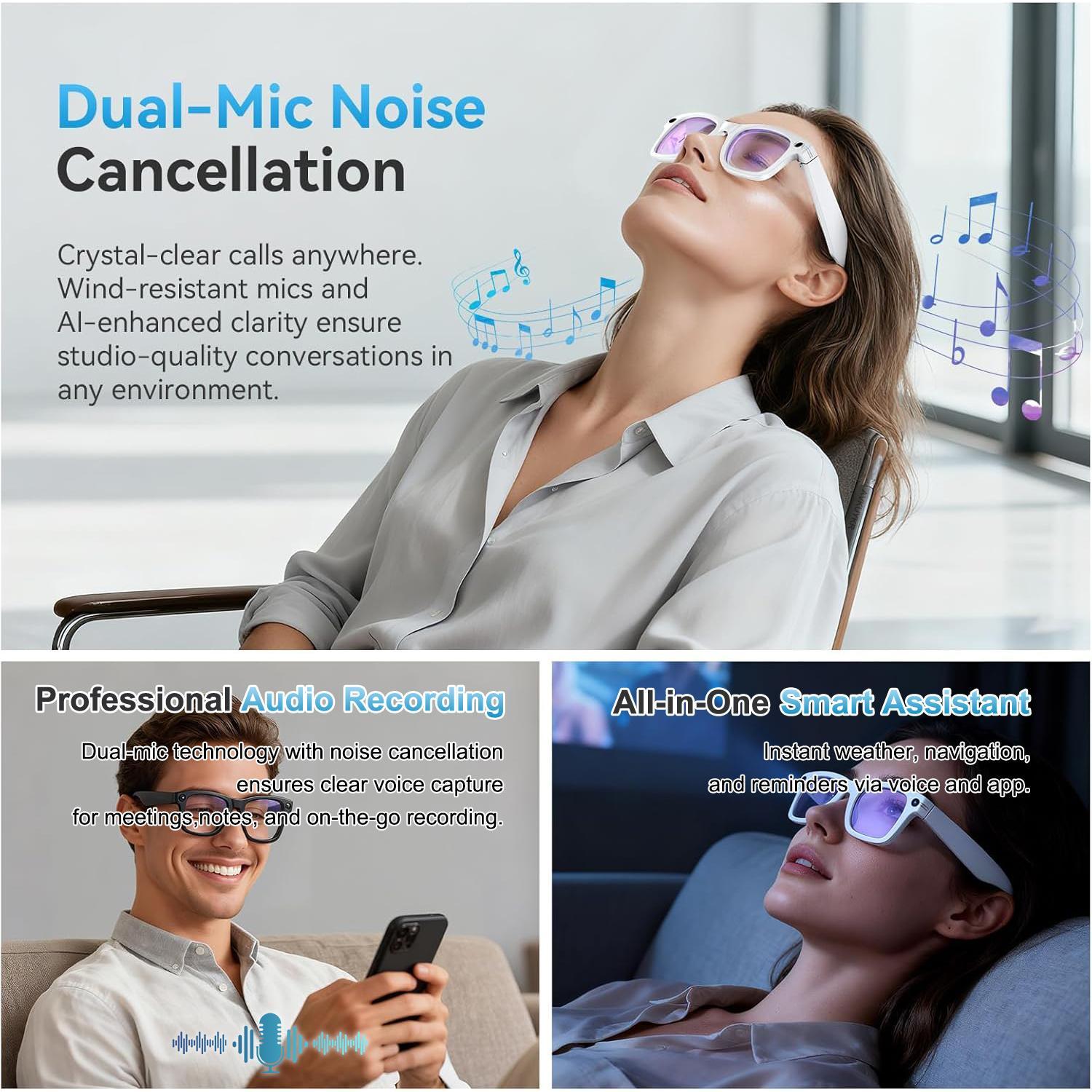 2026 New AI Smart Glasses AI Translation 800W HD Camera 4K Shooting Image Conversation Recording Listening To Music SmartGlasses - Image 6