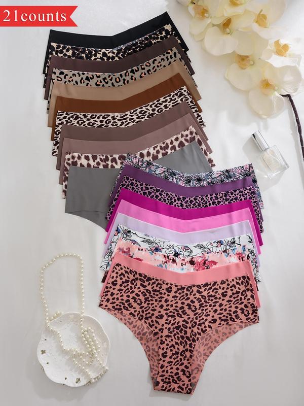 Women's Solid Color / All Over Print Briefs, Soft Comfy Breathable Fabric Seamless Pastel Panties for Daily Wear, Pastel Underwear for All Seasons, Panties Collection, Womenswear 3