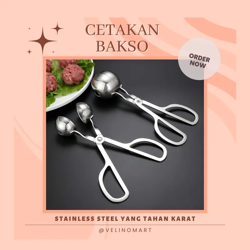 Alat Pembuat Cetakan Bakso Meatball Scoop / Cetakan Bakso Bahan Stainless Anti Lengket / Scoop Cetakan Bakso Model Gunting 4