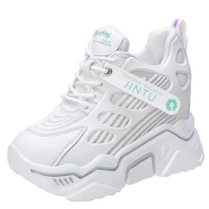 DM SHOES -Sepatu Sneakers Wanita Sol Platform Tebal Hak Dalam cm Sepatu  Kasual Sporty Kekinian PUTIH 36