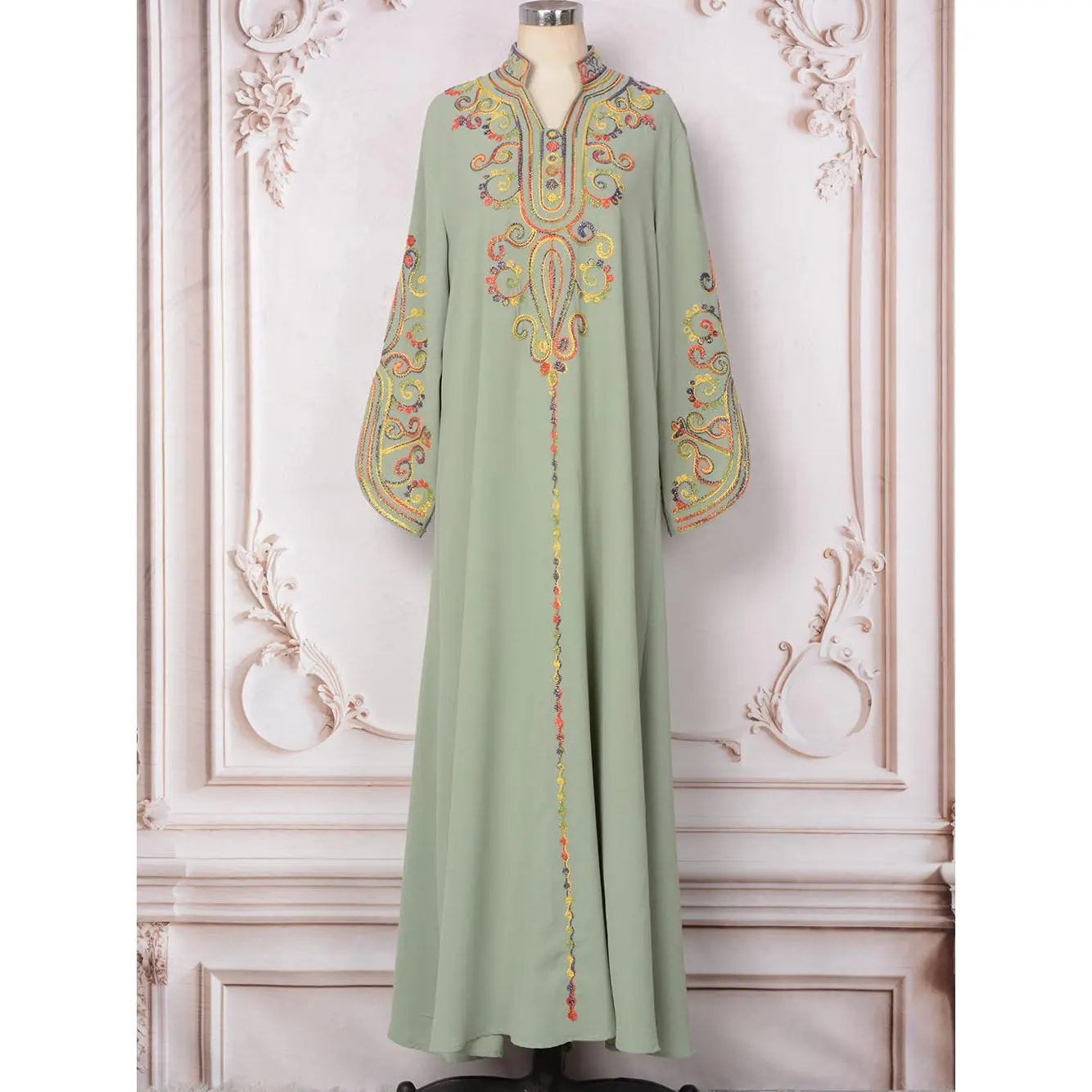 Abaya, MT229 Trung Đông, Phong Cách Saudi, Dubai, Du Lịch, Tiệc Tùng, Hàng Mới Về 2024, Thêu Dây Thừng, Thanh Lịch, Váy Dài Tay, Thích Hợp Cho Abaya