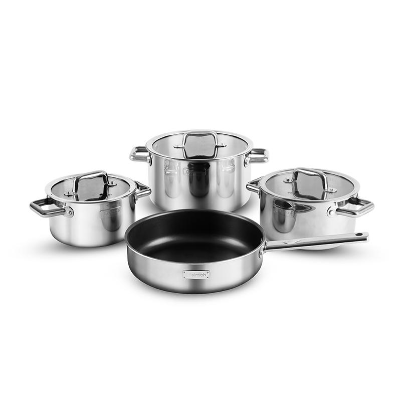  Bộ nồi inox liền khối Elmich Trimax ECO EL-8003 size 16 18 22 chảo 26cm 