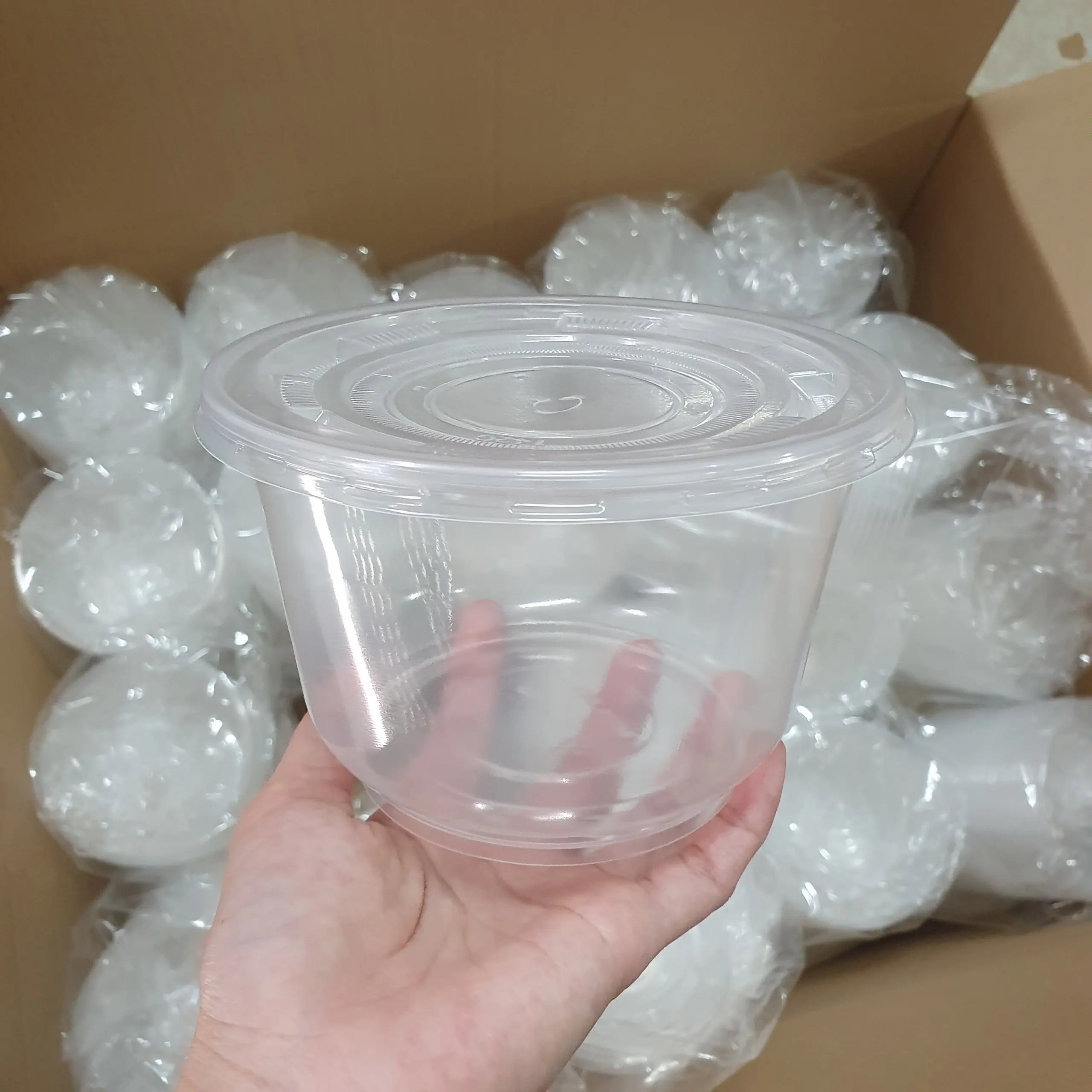 SET 50 bát tô nhựa ĐÁY BẦU 1 lít ( 1000ml ) Kèm nắp - Đựng Bún Phở Canh Cháo nóng lạnh