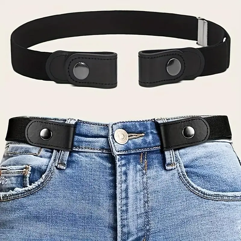 1pcs Monochrome Invisible Belt Seamless Lazy Elastic Waist Belt Versatile Jeans Belts For Women & Men 0
