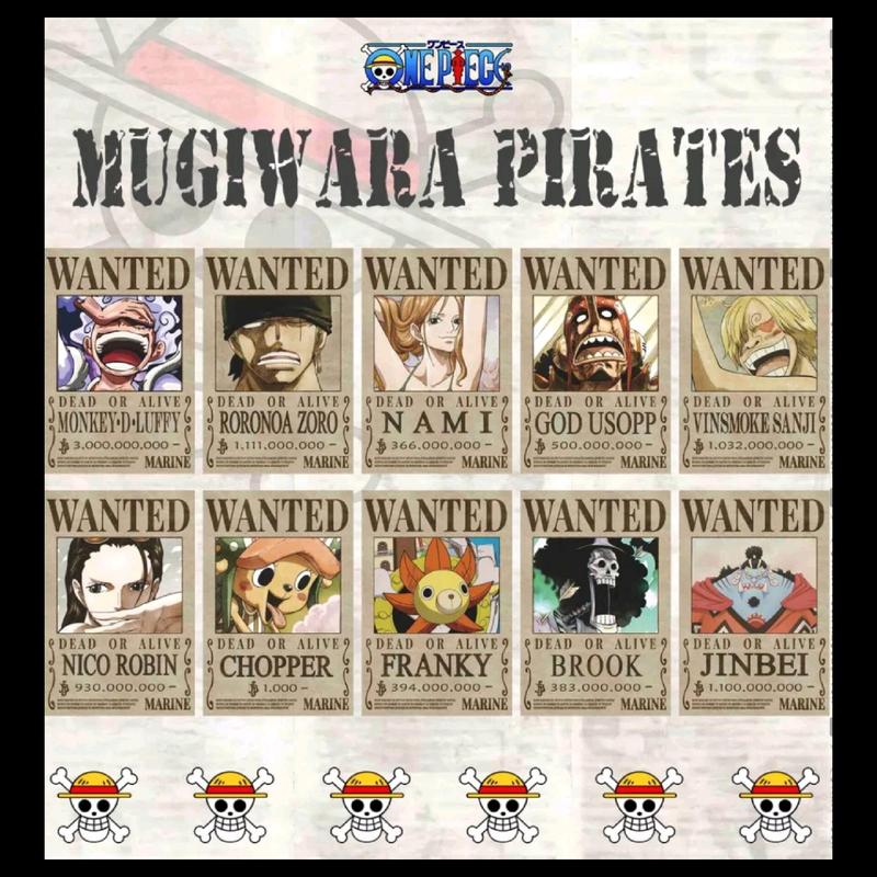 Poster wanted one piece crew mugiwara pirates Hiasan Dinding 0