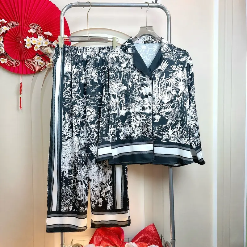 Đồ Bộ Pijama Bigsize,Vest Rừng Đen, FROM RỘNG Lụa Latin Tơ Tằm quần dài 95cm 7