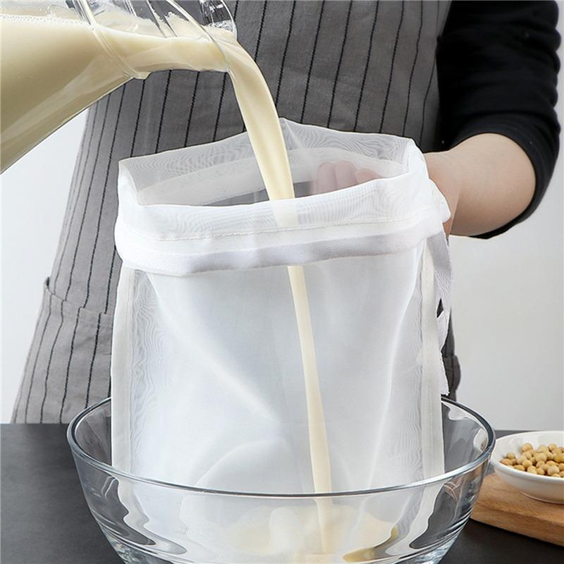 Túi lọc nhà bếp, AT, 1 CÁI / 3 CÁI, Túi sữa hạt, Có Thể Tái Sử Dụng, Túi vải cheesecloth, Để lọc, Thích hợp cho sữa hạnh nhân và đậu nành, cà phê ủ lạnh, trà, bia, nước trái cây, vải phô mai lưới Nylon mịn, Bộ lọc thực phẩm, Rây lọc