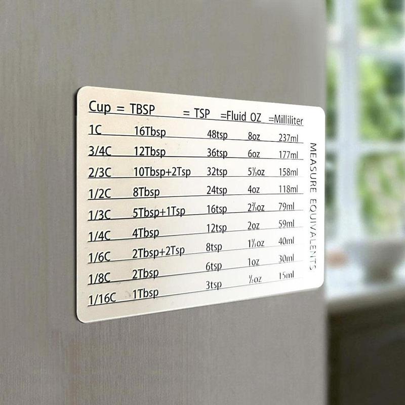 Magnetic Kitchen Conversion Chart, 1 Count Measurement Conversion Chart Magnet, Kitchen Accessories 5