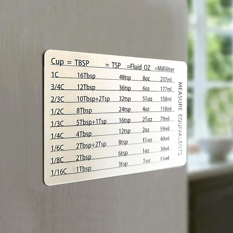 Magnetic Kitchen Conversion Chart, 1 Count Measurement Conversion Chart Magnet, Kitchen Accessories 5