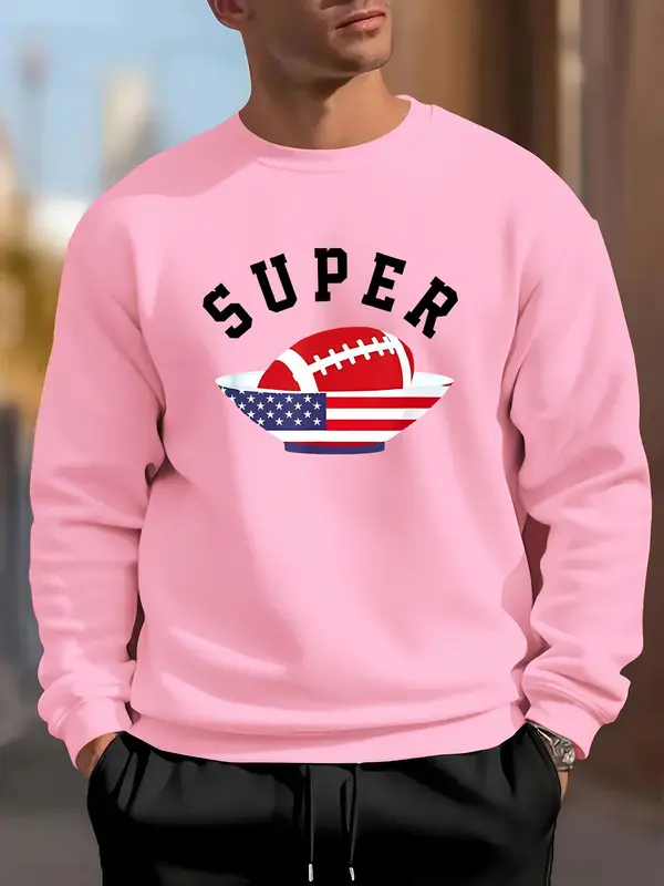 Men's Graphic Print Sweatshirt, Casual Comfy Long Sleeve Crew Neck Pullover for Fall & Winter, Men's Clothes for Daily Wear 5