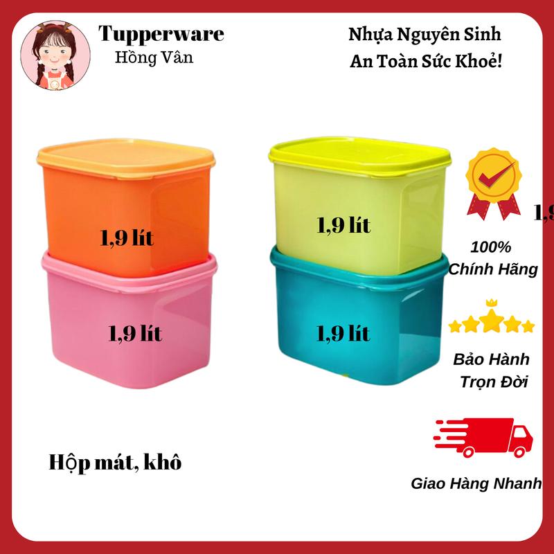 Hộp bảo quản thực phẩm Tupperware Colorful Rectangular 1.9L, nhựa nguyên sinh, nắp kín khí, thiết kế dạng mô đun, tiết kiệm không gian lưu trữ