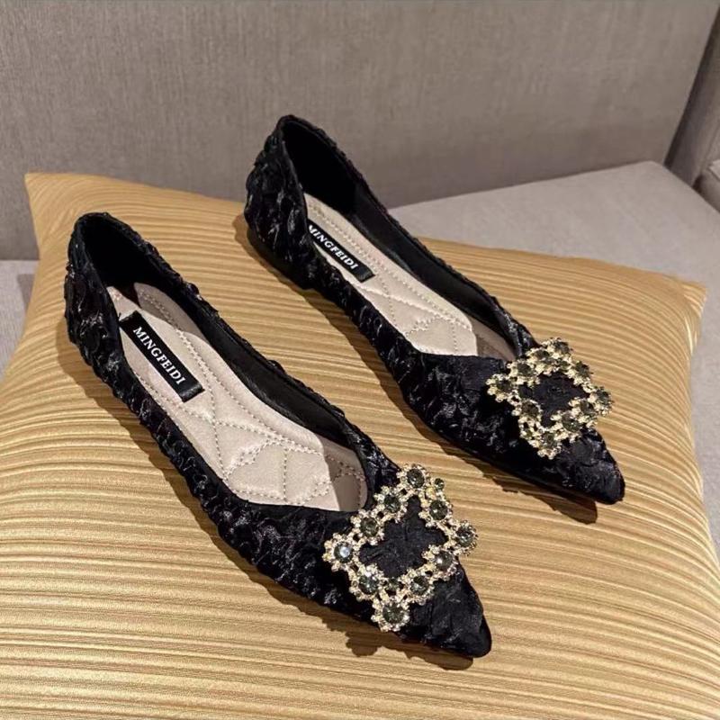 Giày Dễ Phối Đồ Đế Mềm, Cắt Thấp, Mũi Nhọn, Ngoại Cỡ, Bơm Phẳng, Phong Cách Wanwan Quý Cô Cổ Tích Nhẹ Nhàng, Hàng Mới Về Mùa Lò Xo 2024, Thích Hợp Cho Tất Cả Các Mùa 1