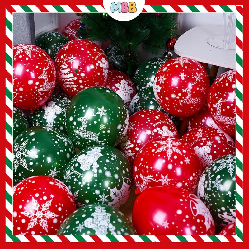 NOEL 2025 Set 10 Bong Bóng Bay Hoạ Tiết Noel Giáng Sinh Trang Trí Noel Cây Thông Noel 2025 MBBDecor