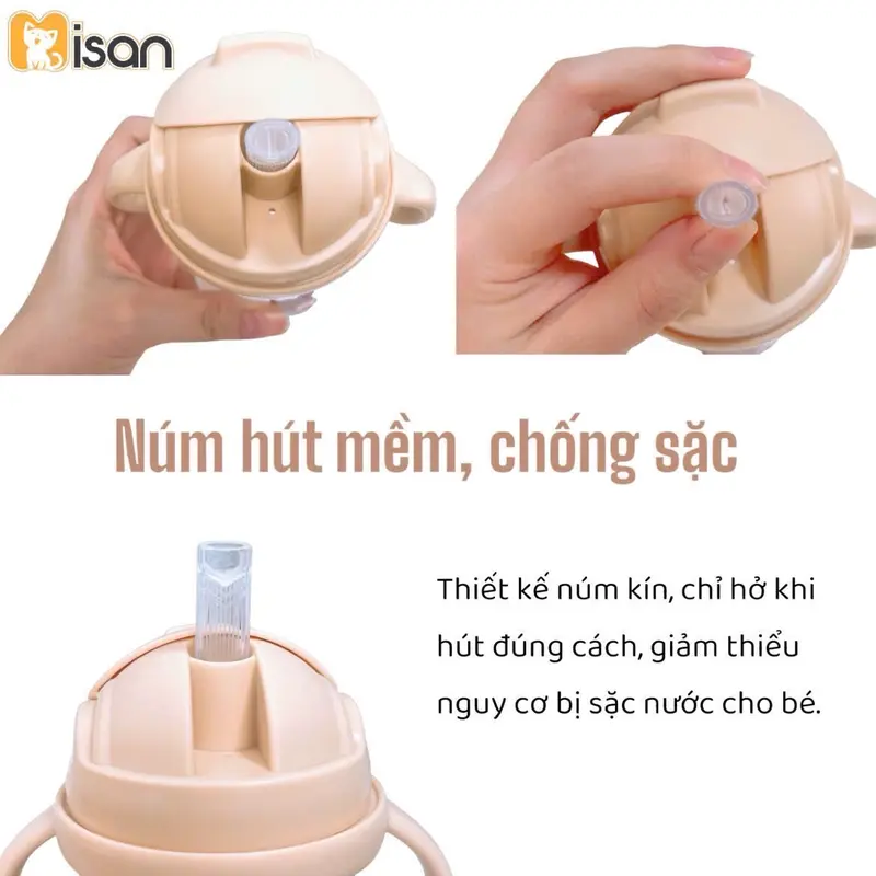 Bình Tập Hút Tritan Cao Cấp Misan, Chống Sặc, Chia Vạch, Ống Hút Mềm Tiện Lợi Cho Bé Shop Dua Hau Baby & Mom 7