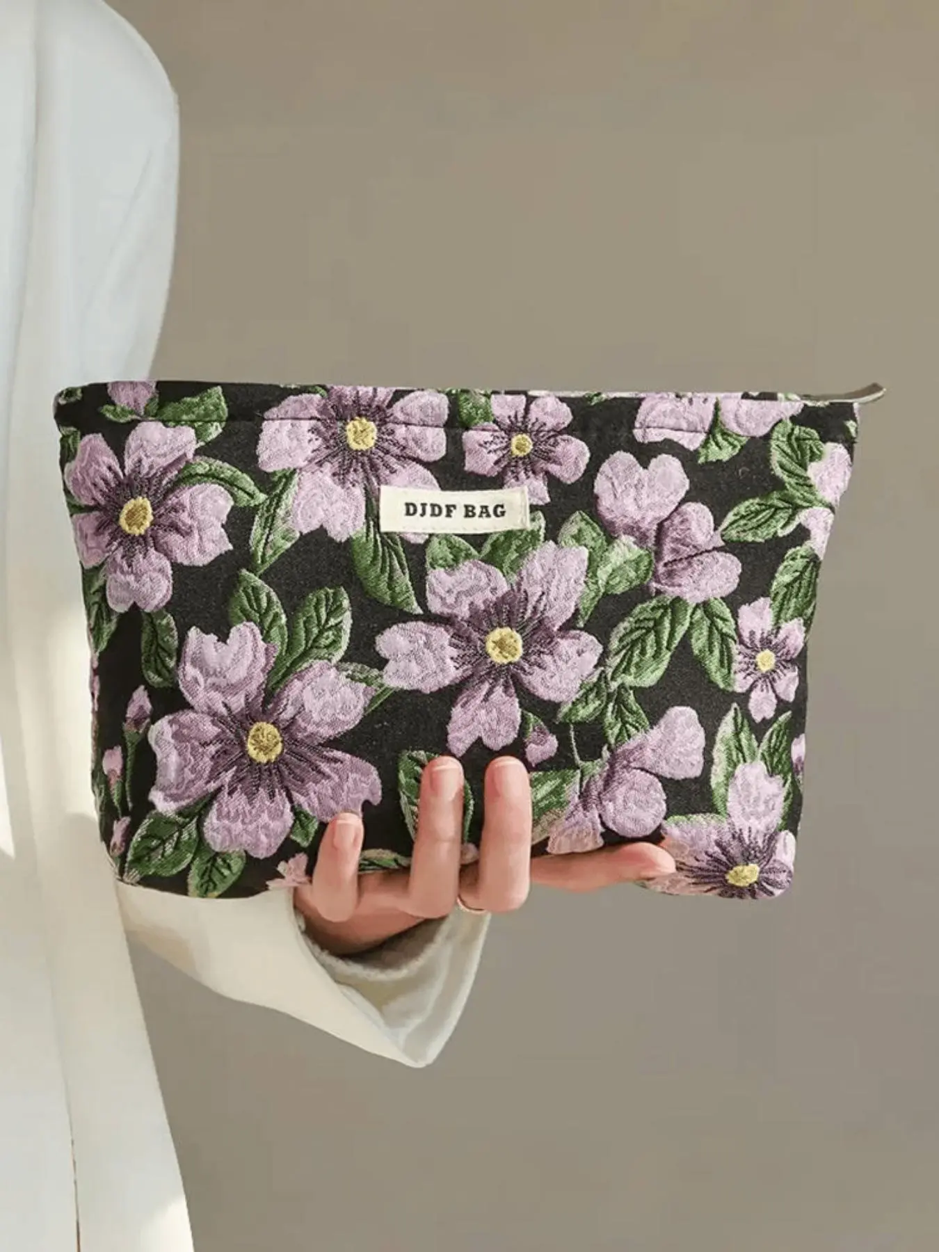 Floral Pattern Makeup Bag, Large Capacity Cosmetic Storage Bag, Zipper Makeup Organizer Pouch, Versatile Storage Bag for Travel & Daily Used