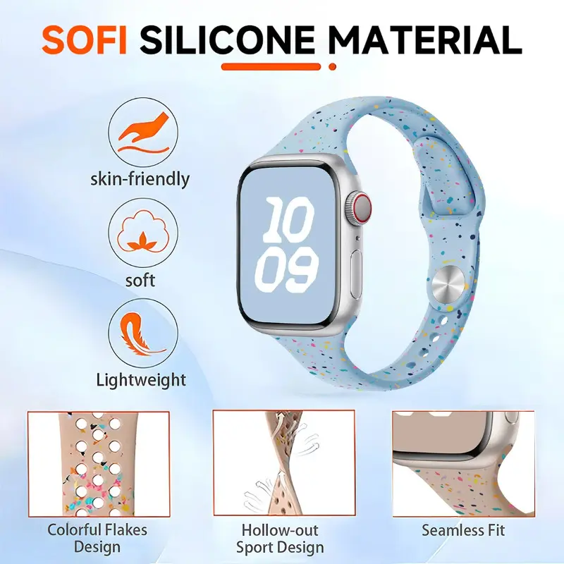 Dây Đeo Silicon Mềm, Dành Cho Apple Watch Dòng 10, 9, 8, 7, Ultra 2, SE, 6, 5, 4, 3, Dây Đeo Cổ Tay Thể Thao Thoáng Khí, Có Kích Thước S10 42 / 46Mm, 49Mm, 40Mm, 41Mm, 45Mm, 44Mm, Có Nhiều Kích Cỡ 2