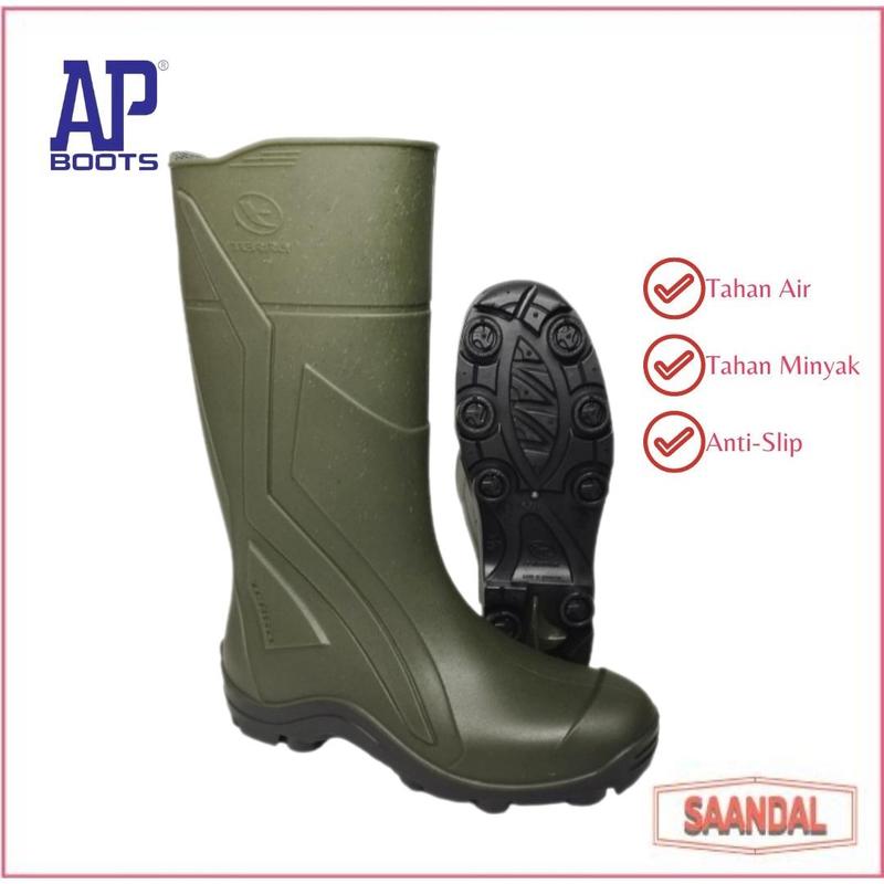 Sepatu AP Boots Tinggi Terra GP Hijau Anti-air, Anti-minyak Pertanian Perkebunan Safety Shoes Karet 1
