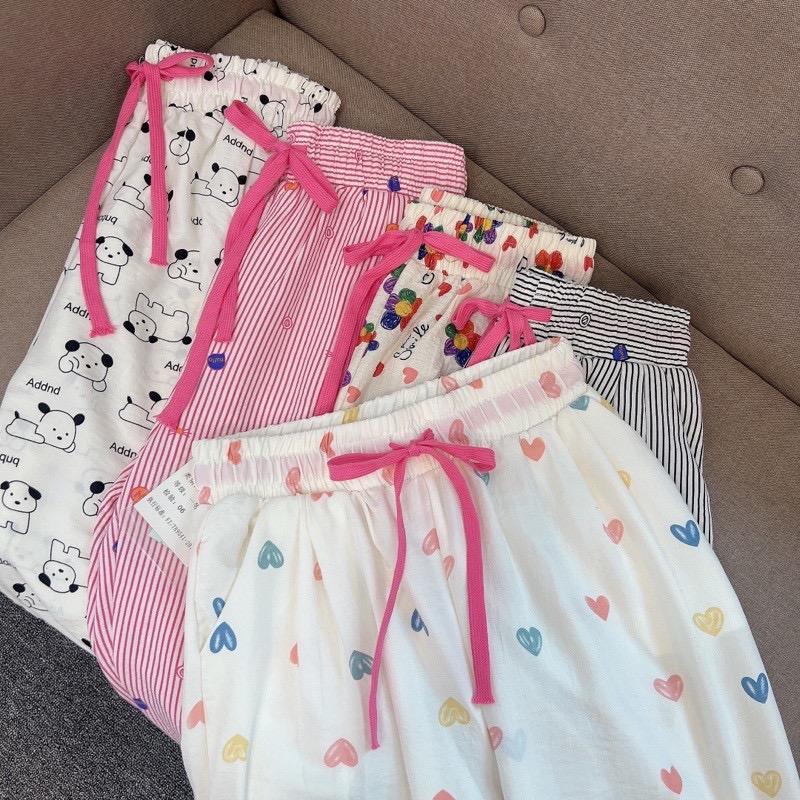 Quần Cute Mặc Ngủ , Đi Chơi ,Dáng Baggy Cạp Chun Thoải Mái, Quần Baggy Hoạ Tiết Dễ Thương Nhung Nữ Nữ Áo Thun