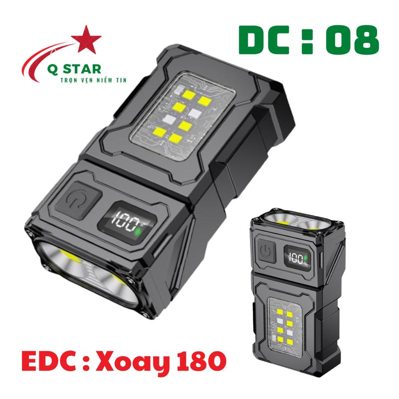 Đèn Pin EDC Mini DC 08 Xoay Góc 180 Độ Trang Bị 2 Led Siêu Sáng Có Nam Châm Khuy Cài Pin Lipo 1500mah Sạc Type-C