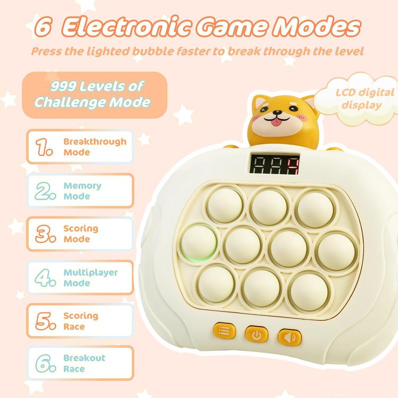 Cartoon Dog Design Fast Push Pop Game Machine, Whack-a-mole Game Machine without Battery, Stress Relief Toy for Gift, Racing Game Toys, Birthday Gifts 3