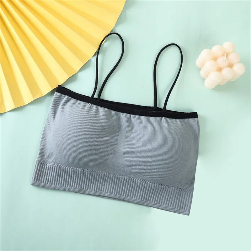 Áo Yếm Thiết Kế Cổ Vuông Tinh Tế, Dây Đeo Đơn Lưng Đẹp, Áo Ống Không Có Vòng Thép, Thích Hợp Cho Học Sinh, Đồ Lót Kiểu Vest, Cho Thời Kỳ Phát Triển 6