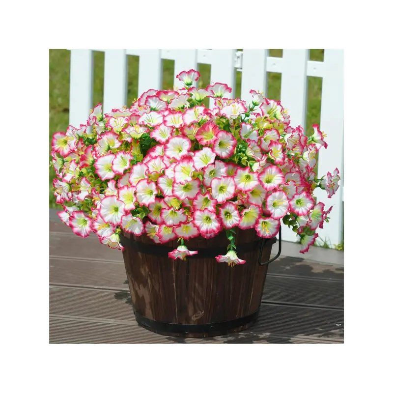 Artificial outdoor flowers and plants for spring and summer decoration, outdoor silk morning glory artificial flowers, UV resistant appearance, front door courtyard porch courtyard window balcony gifts, garden decoration, outdoor plants  Multicolor 5