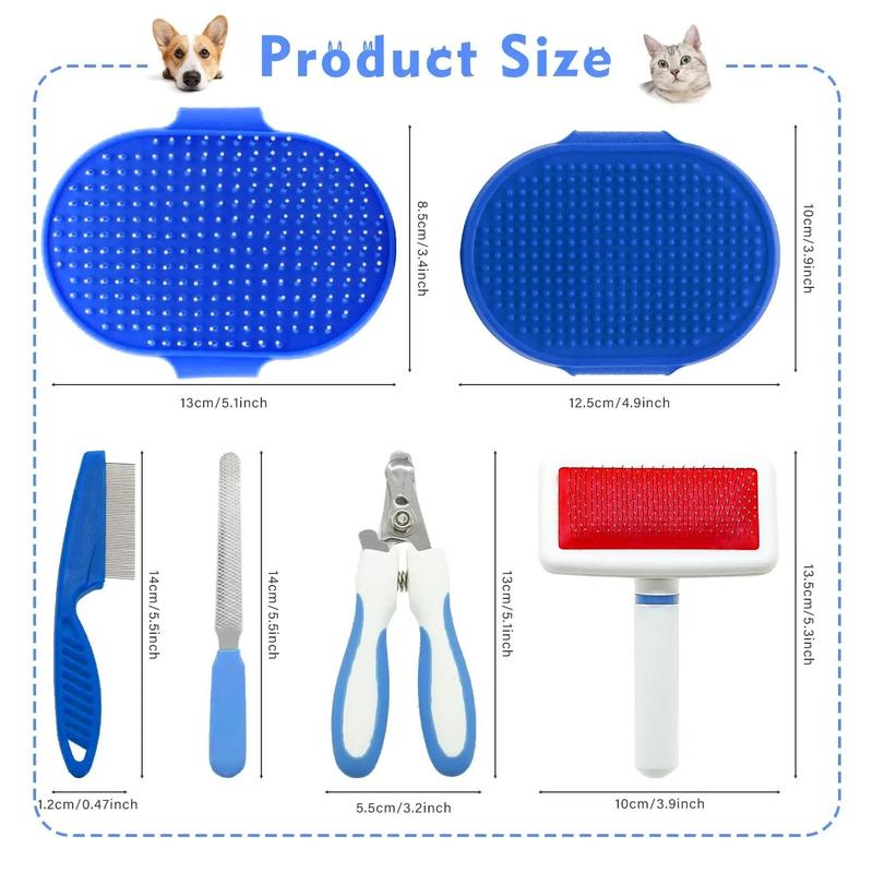Product Introduction of Multi-use Pet Grooming Set, 6 Counts/set Pet Hair Removal Comb & Nail Clipper, Grooming Supplies for Rabbit Hamster 14