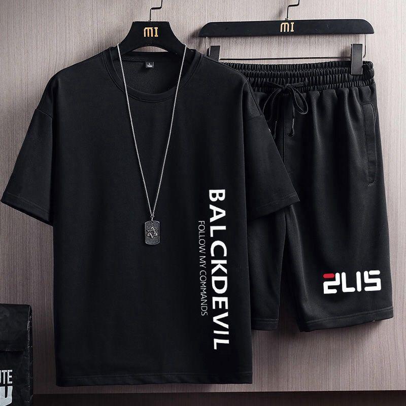 Product Introduction of Summer Men's Sports Suit Men's Korean-Style Fashionable Loose Casual Short-Sleeved Shorts T-shirt Handsome Clothes Men 4