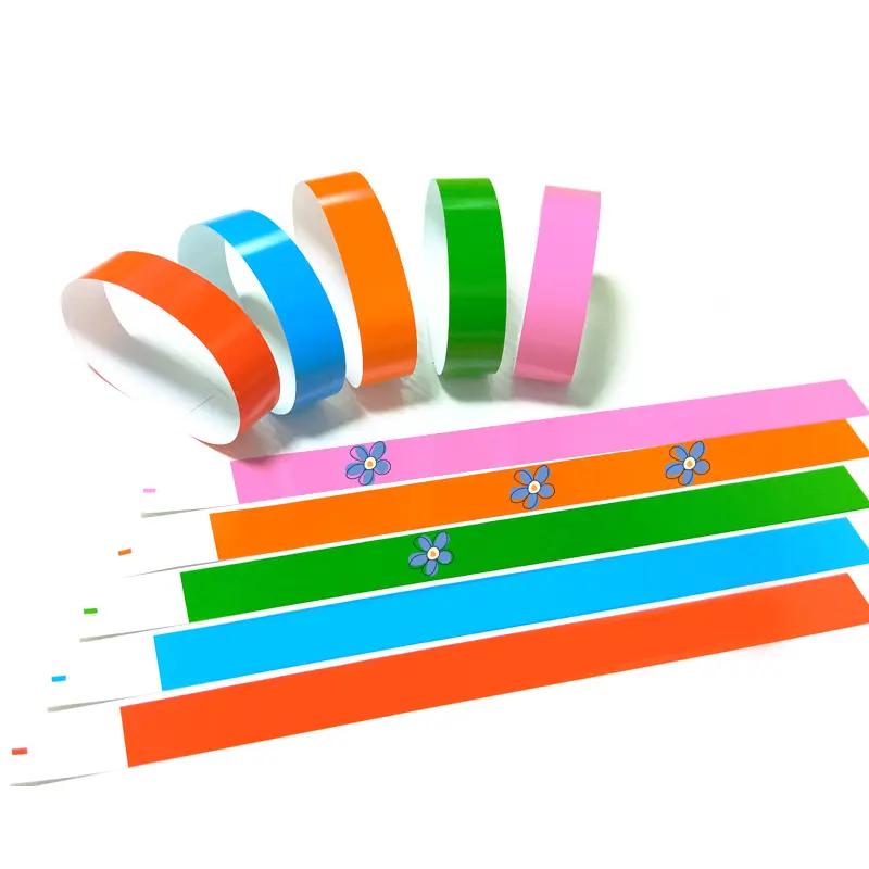 100pcs Party Paper Bracelet Synthetic Paper Plastic Wristbands Sticky Wristband Print Pattern Paper Card Party Wristbands